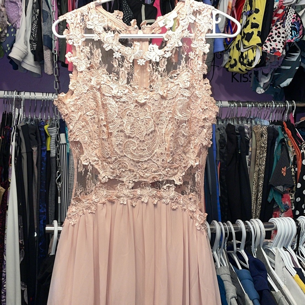 Soieblu Barbie Pink size small prom formal dress lace and wear very sexy attire